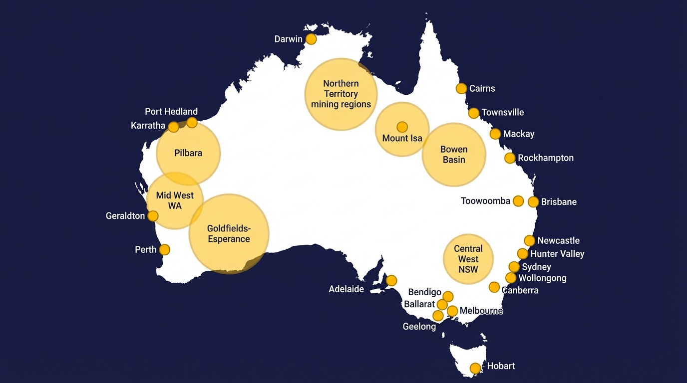 Prime Recruitment coverage across Australia showing presence in Sydney, Melbourne, Brisbane, Perth, Adelaide and regional areas